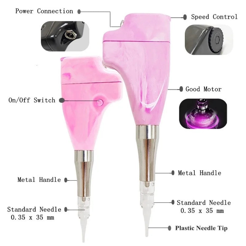 Wireless Tattoo Machine Pink Color Marbled Ombre Machine Permanent Makeup Tattoo Machine Kit