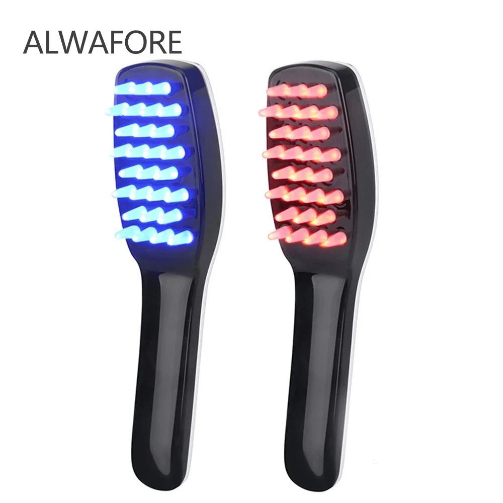 Electric Vibration Massage Comb Blue and Red Light Hair Growth Massage Hair Brush Anti Hair Loss Phototherapy Electric Combs