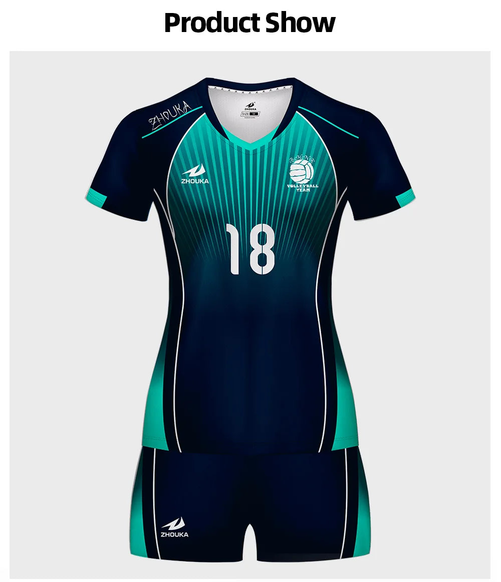 Women Men Volleyball Uniform Sports Suit Female Can Custom Sublimation Breathable Volley Ball Clothing Volleyball Jersey