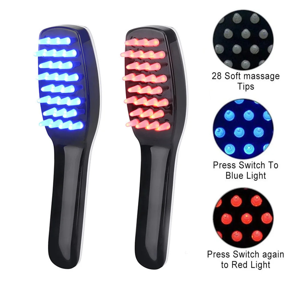 Electric Vibration Massage Comb Blue and Red Light Hair Growth Massage Hair Brush Anti Hair Loss Phototherapy Electric Combs