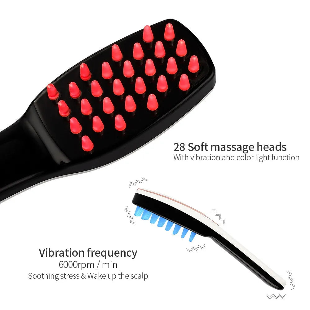 Electric Vibration Massage Comb Blue and Red Light Hair Growth Massage Hair Brush Anti Hair Loss Phototherapy Electric Combs