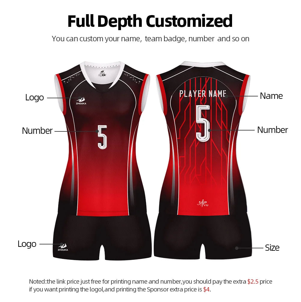 Professional DIY Volleyball Uniform Volleyball Women Training Sublimation Custom Sports Sweatshirt Suit For Tennis