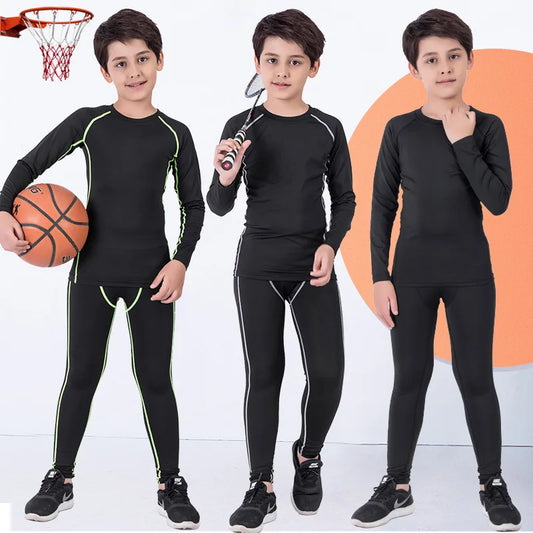 Children Mma Compression Sport Suit 4 Piece Set Boy Kids Sports Running Suit Rashguard bjj Training Football Gym Tights Clothing