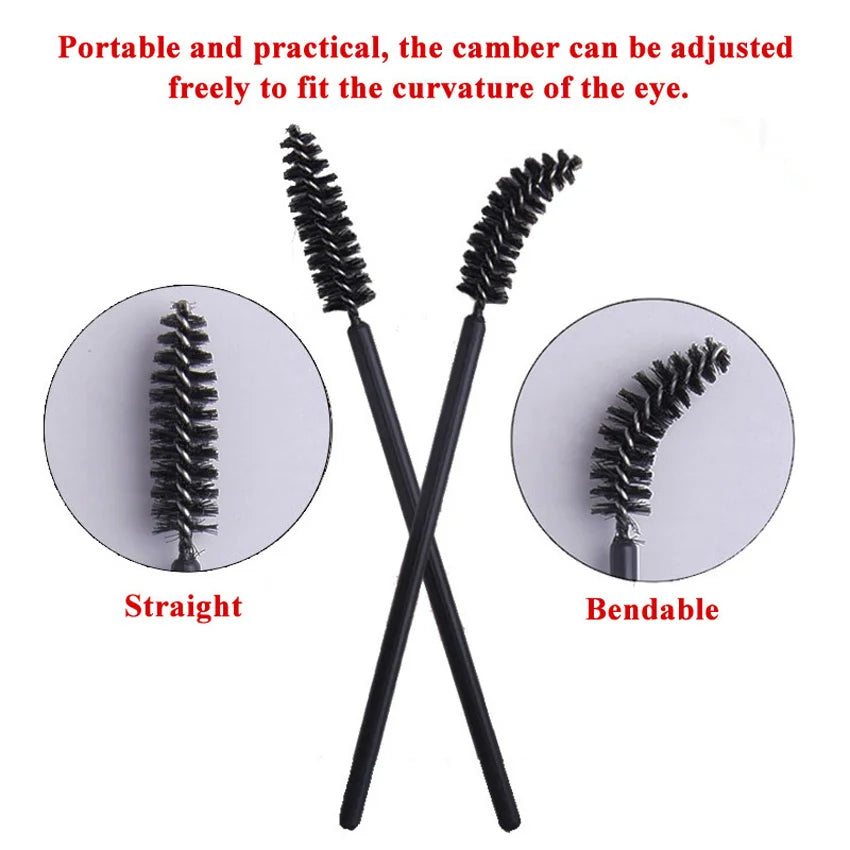 100Pcs Disposable Micro Eyelash Comb Brush Spoolers Makeup Kit lash Extension Brushes Mascara Applicator Wand Lash Eyebrow Brush