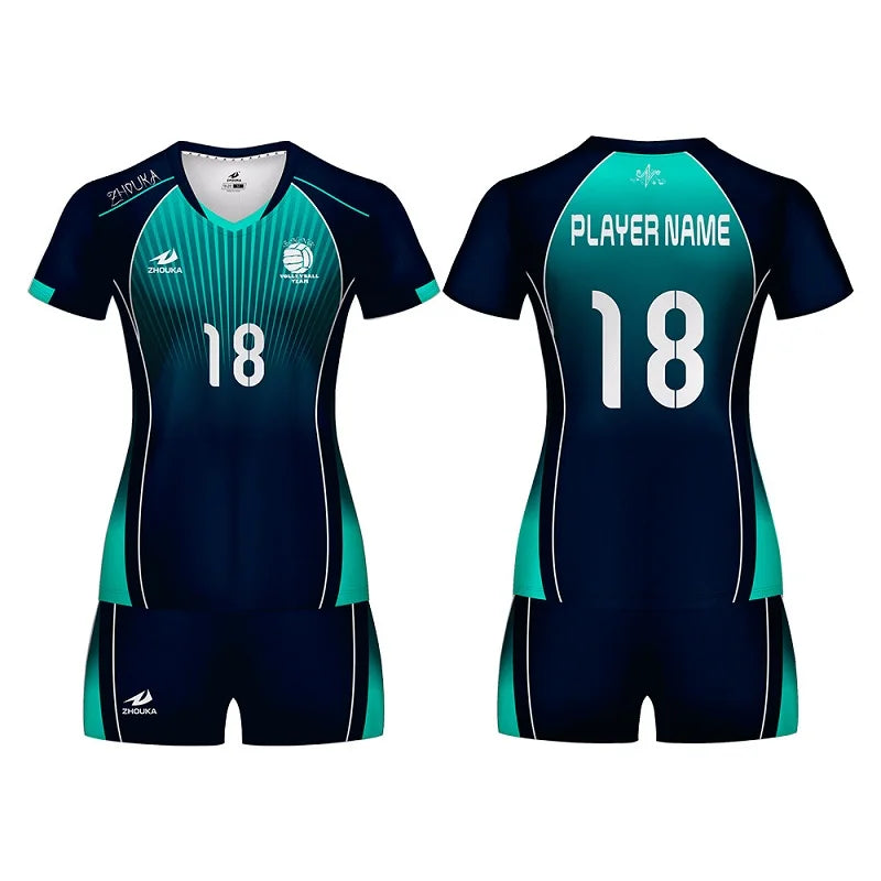 Women Men Volleyball Uniform Sports Suit Female Can Custom Sublimation Breathable Volley Ball Clothing Volleyball Jersey