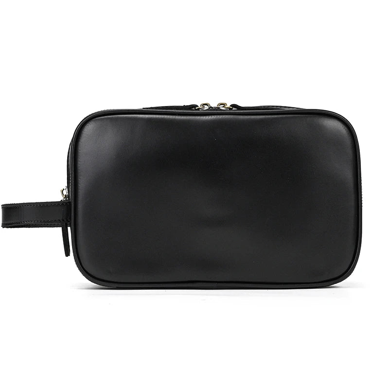 Cowhide Toiletry Bag Men Leather Cosmetic Bag Man Woman Wash Bag Storage Bags Genuine Leather Handbag For Make Up Dopp Kit Male