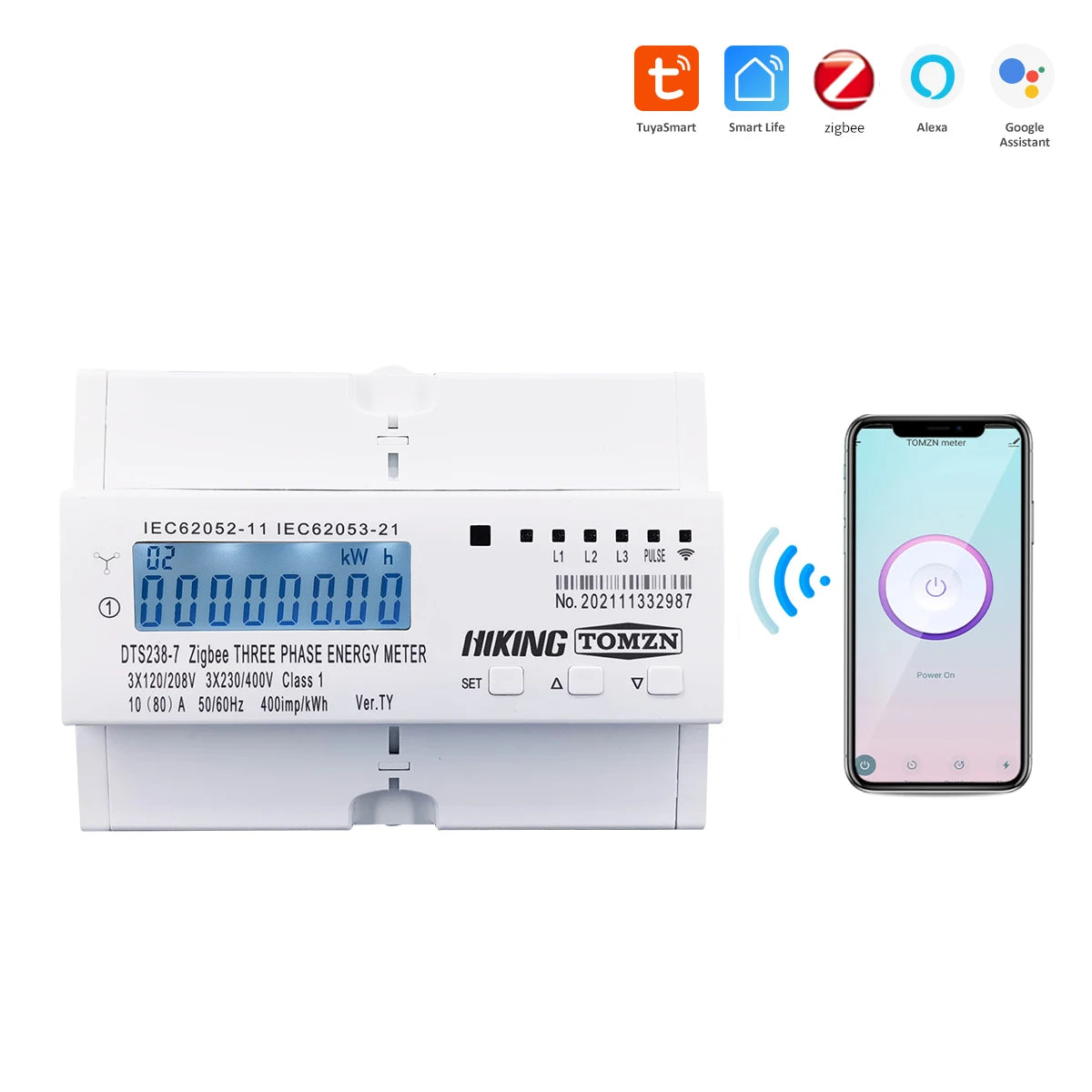 80A 3 Phase Zigbee Gateway Tuya Din Rail WIFI Smart Energy Meter timer Monitor kWh Meter Wattmeter 3*120V 3*230V