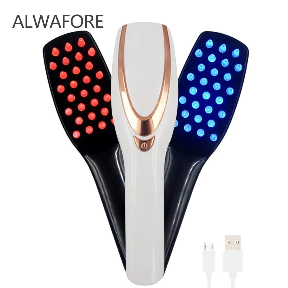 Electric Vibration Massage Comb Blue and Red Light Hair Growth Massage Hair Brush Anti Hair Loss Phototherapy Electric Combs