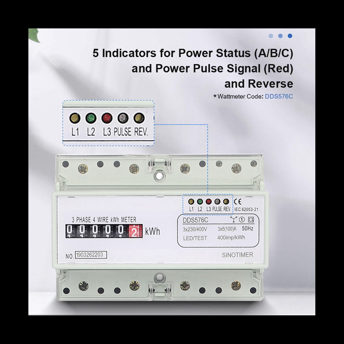 Three Phase 4 Wires Digital Power Electric Electricity Meter KWh Power Consumption Monitor DIN Rail Mount AC 380V 400V B