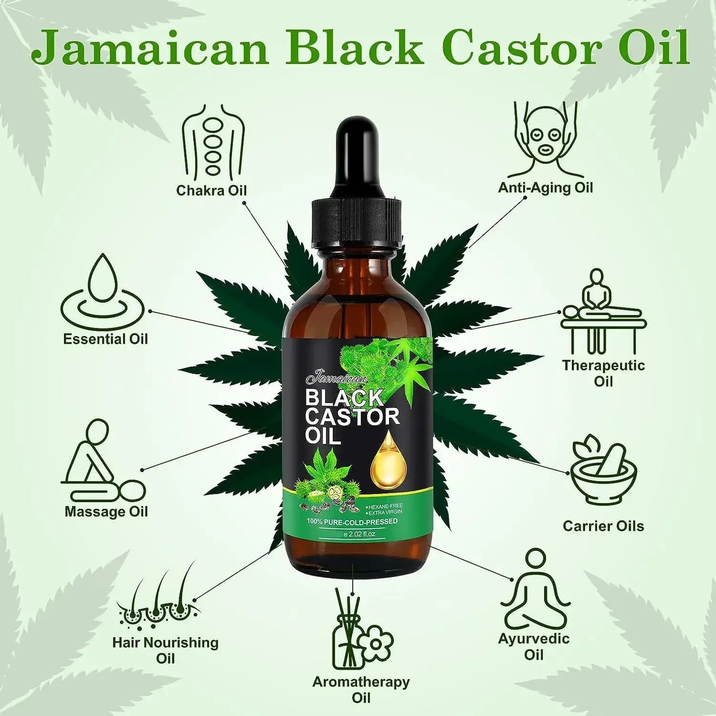 Organic Castor Oil for Hair Growth Jamaican Black Castor Oil Nourish Eyelashes and Eyebrows Scalp, Skin and Nails Care