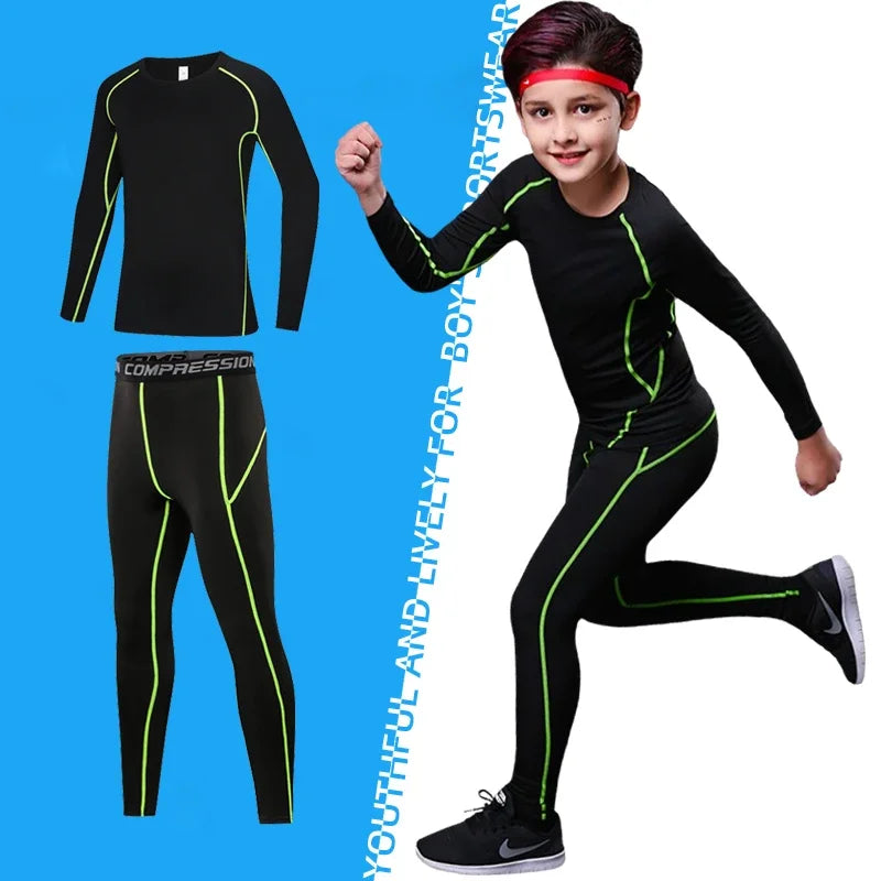 Kids Compression Running Basketball Sportswear Warm Pants Tops Underwear Youth Tight Sports Clothes for Boys Fitness Tracksuits