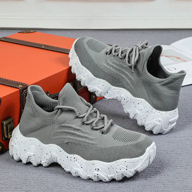 Spring Summer Women's Casual Shoes Platform Breathable Knitted Sneakers Gym Fitness Sports Shoes Soft Sole Walking Jogging Shoes