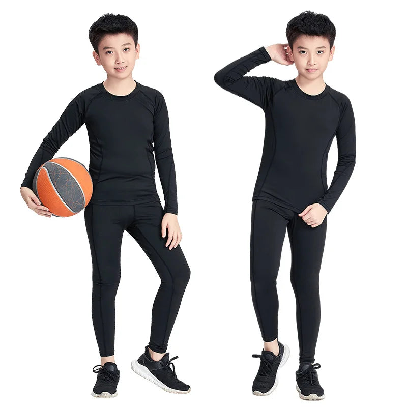 Kid's Running Tracksuit Tights Gym Fitness Compression Sports Suit Clothes Running Jogging Sport Wear Exercise Workout Tights