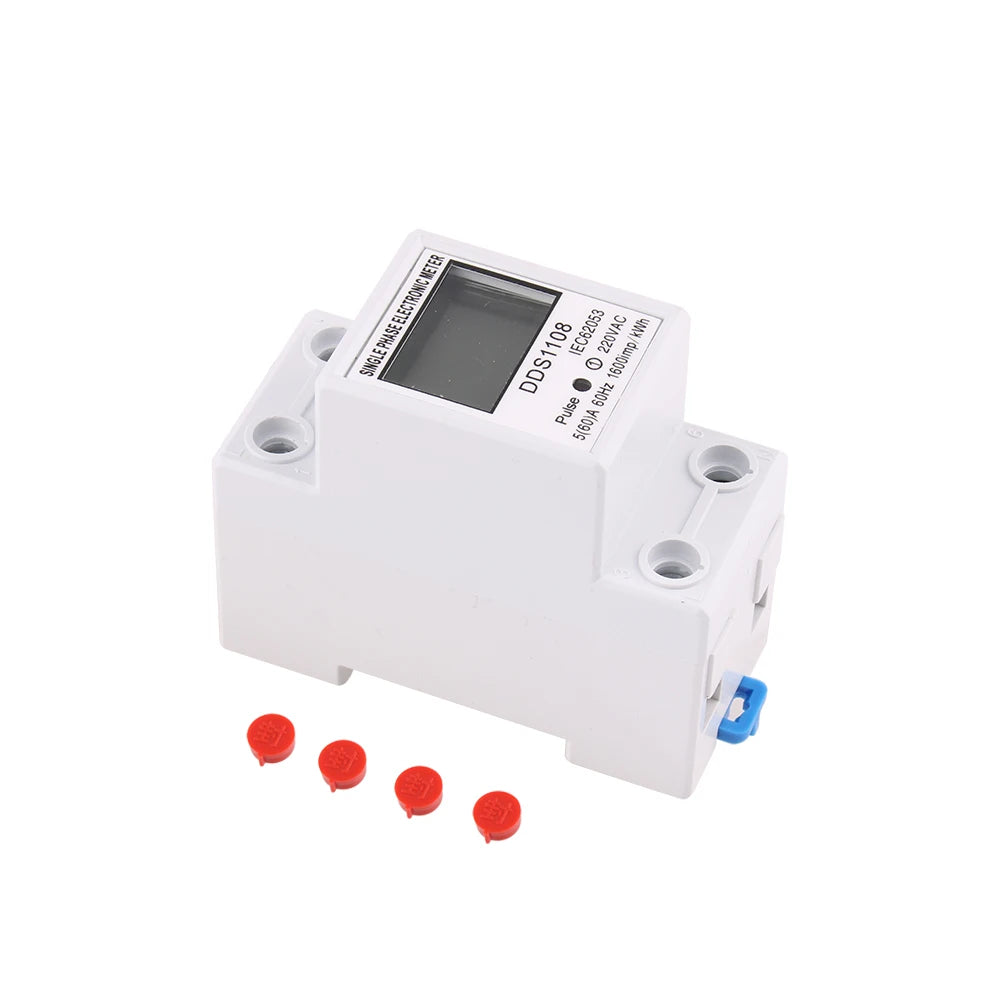 1PC Electric Energy Meter 2P Single Phase LCD Digital Display DIN Rail install 2wire Electric Meter Wattmeter Power AC230V60Hz