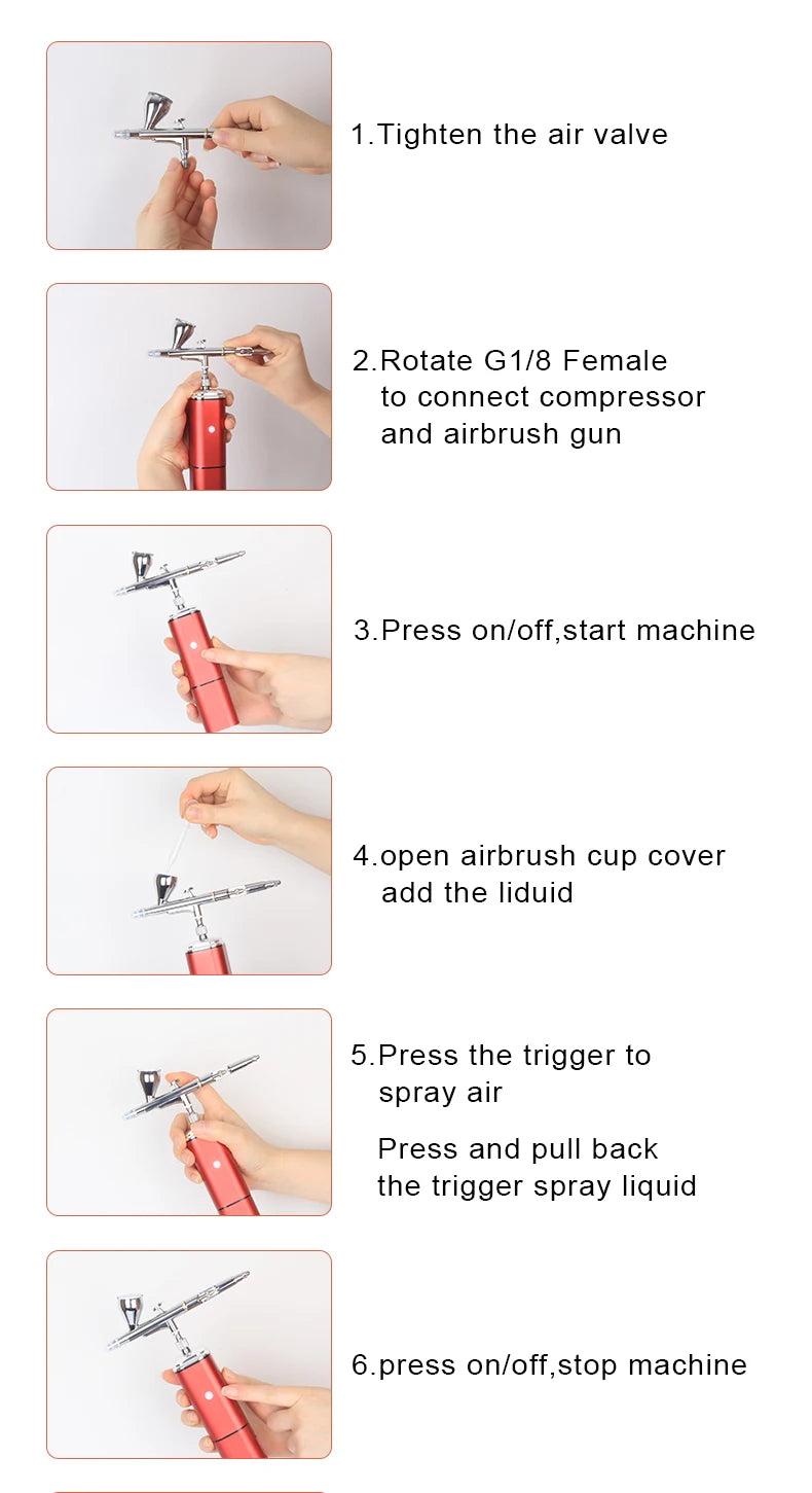 Portable Cordless Airbrush With Compressor Kit Replace Battery High Pressure Cup Makeup Nail Art Design Tattoo Spary Pen