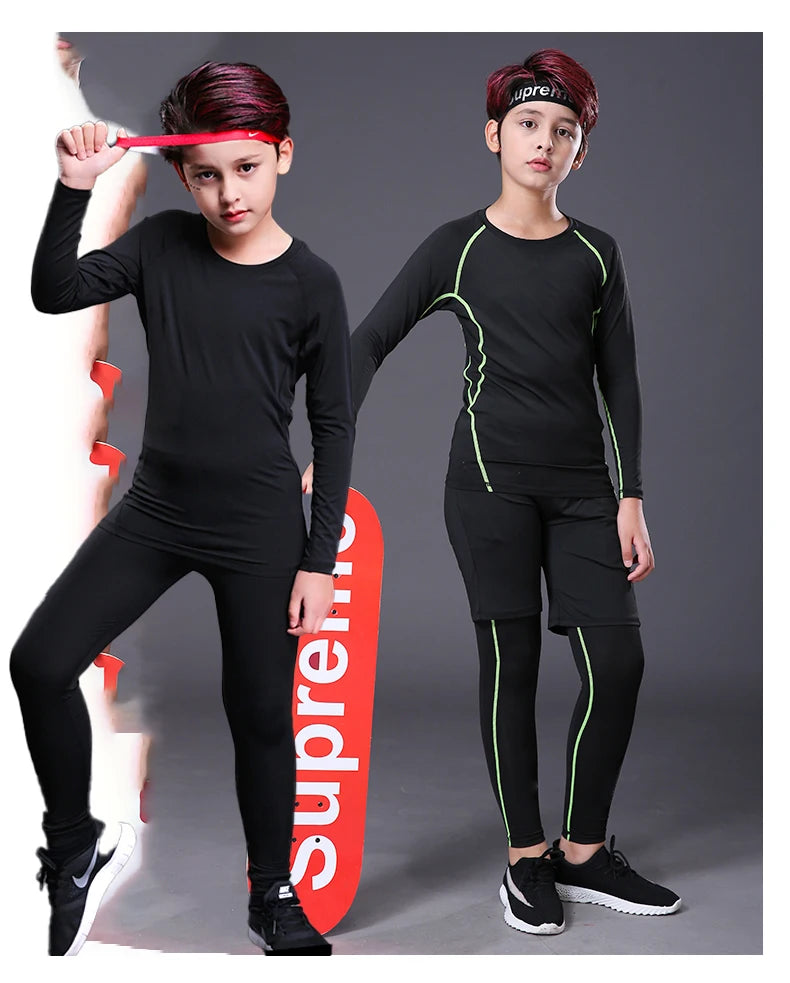 Teenager Fitness Tracksuits Youth Warm Underwear Pant Top Tight Sports Clothes for Boy Compression Running Basketball Sportswear