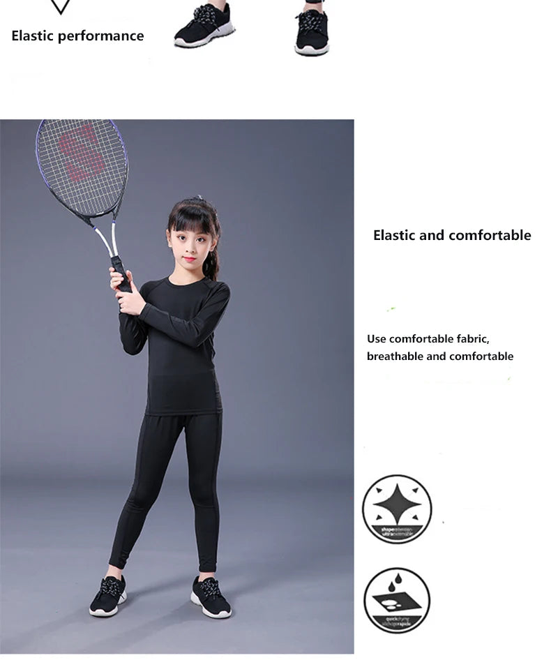 Winter Children's Sports Thermal Underwear Girls Set Quick Dry Long Johns Kids Warm Thermo Underwear Compression Sportswear