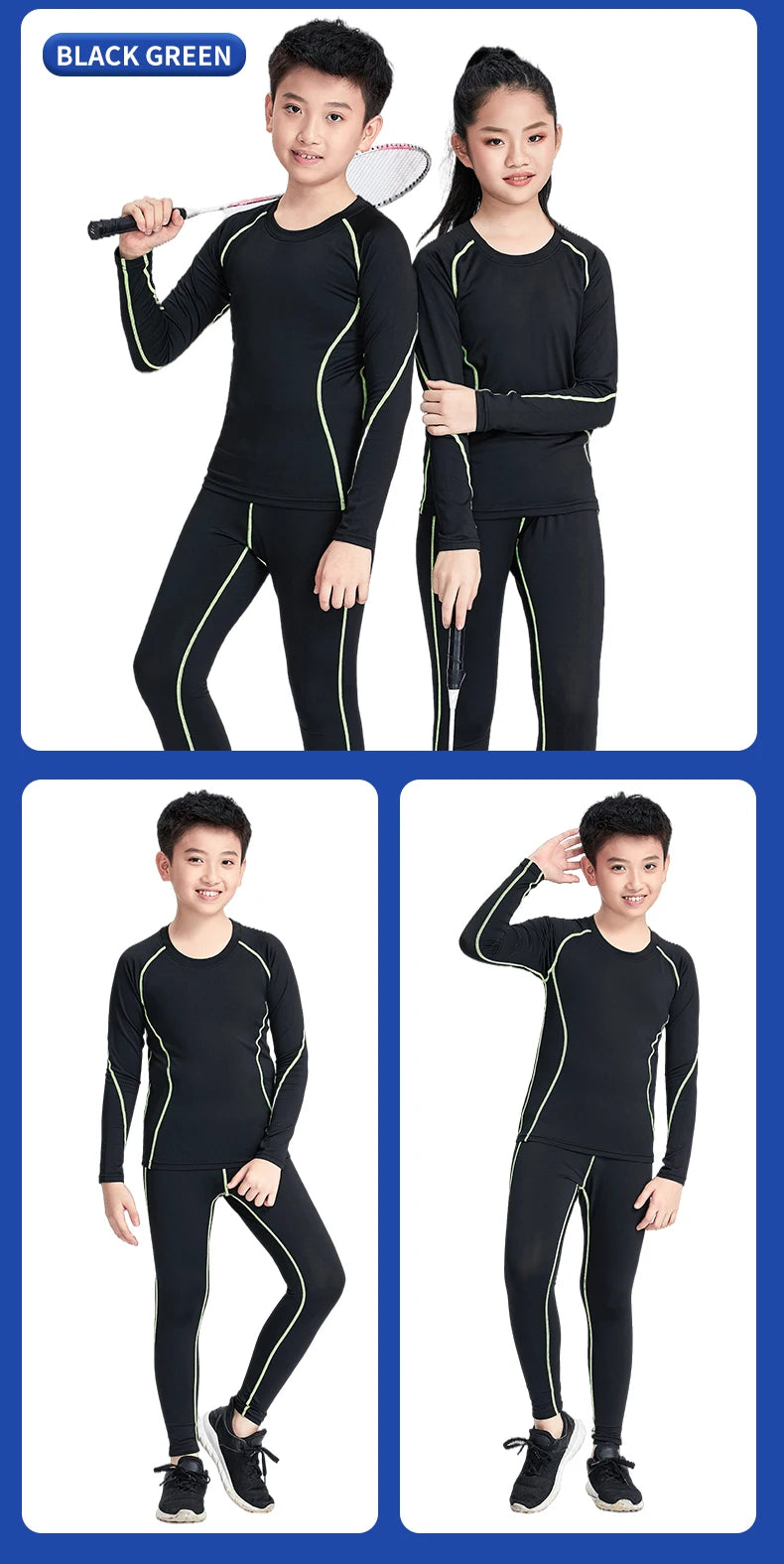 Kid's Running Tracksuit Tights Gym Fitness Compression Sports Suit Clothes Running Jogging Sport Wear Exercise Workout Tights