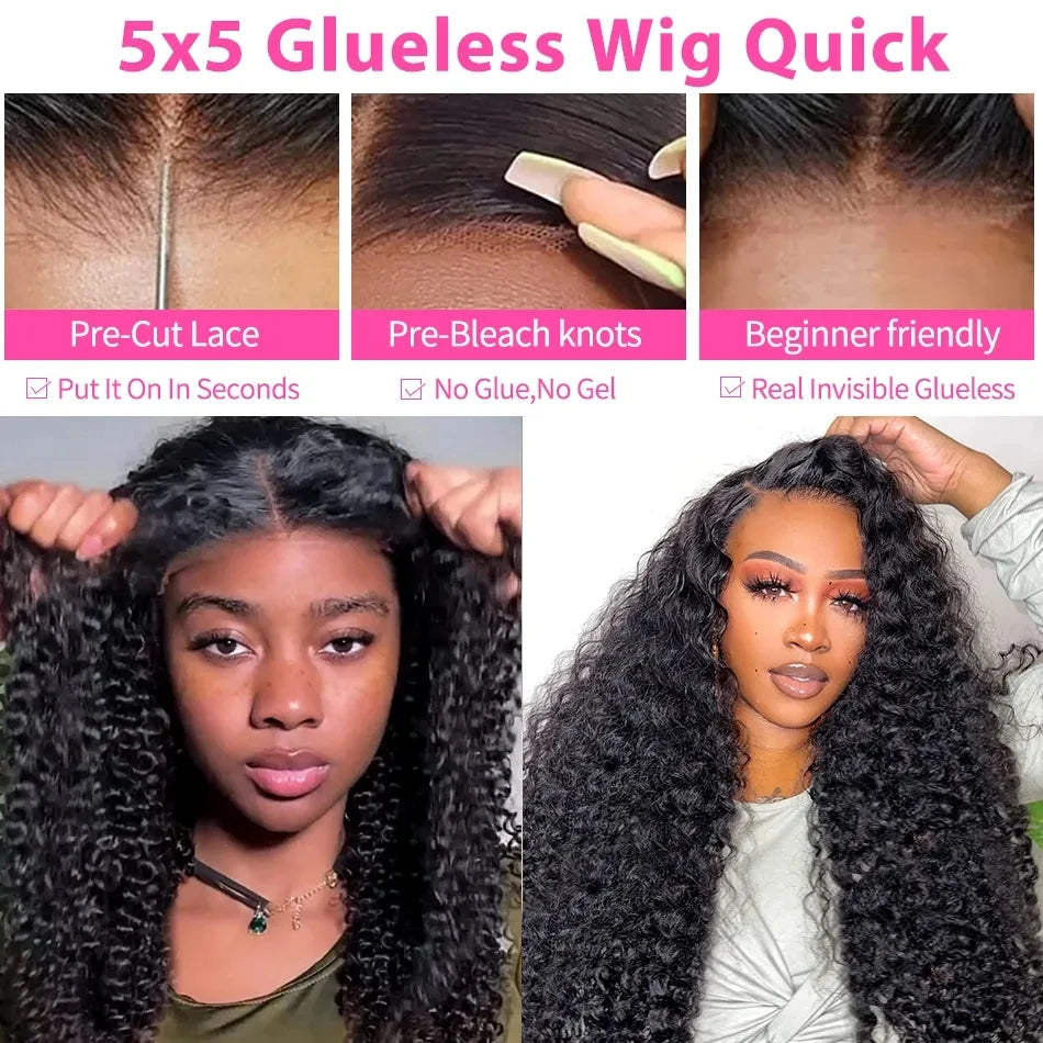 Glueless Wig Ready To Go Brazilian Deep Wave 13x4 13x6 Transparent Human Hair Wig 5x5 Curly Wave Lace Closure Wigs For Woman