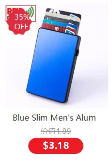 Slim Aluminum Card Wallet With Elasticity Back Pouch ID Credit Card Holder Mini RFID Wallet Automatic Pop up Bank Card Case