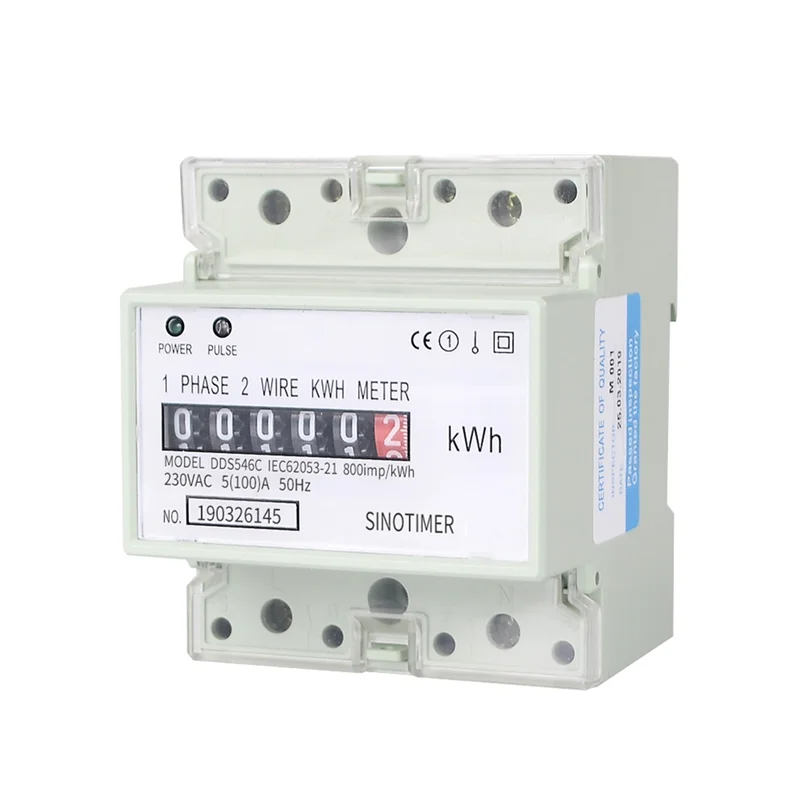 Electric Single Phase Two Wire AC 220V 100A Energy Meter KWh Counter Consumption Analog Electricity Wattmeter(A)