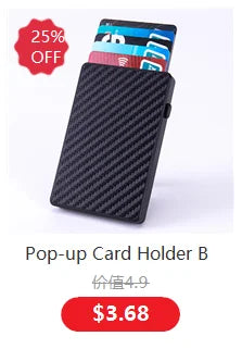 Slim Aluminum Card Wallet With Elasticity Back Pouch ID Credit Card Holder Mini RFID Wallet Automatic Pop up Bank Card Case