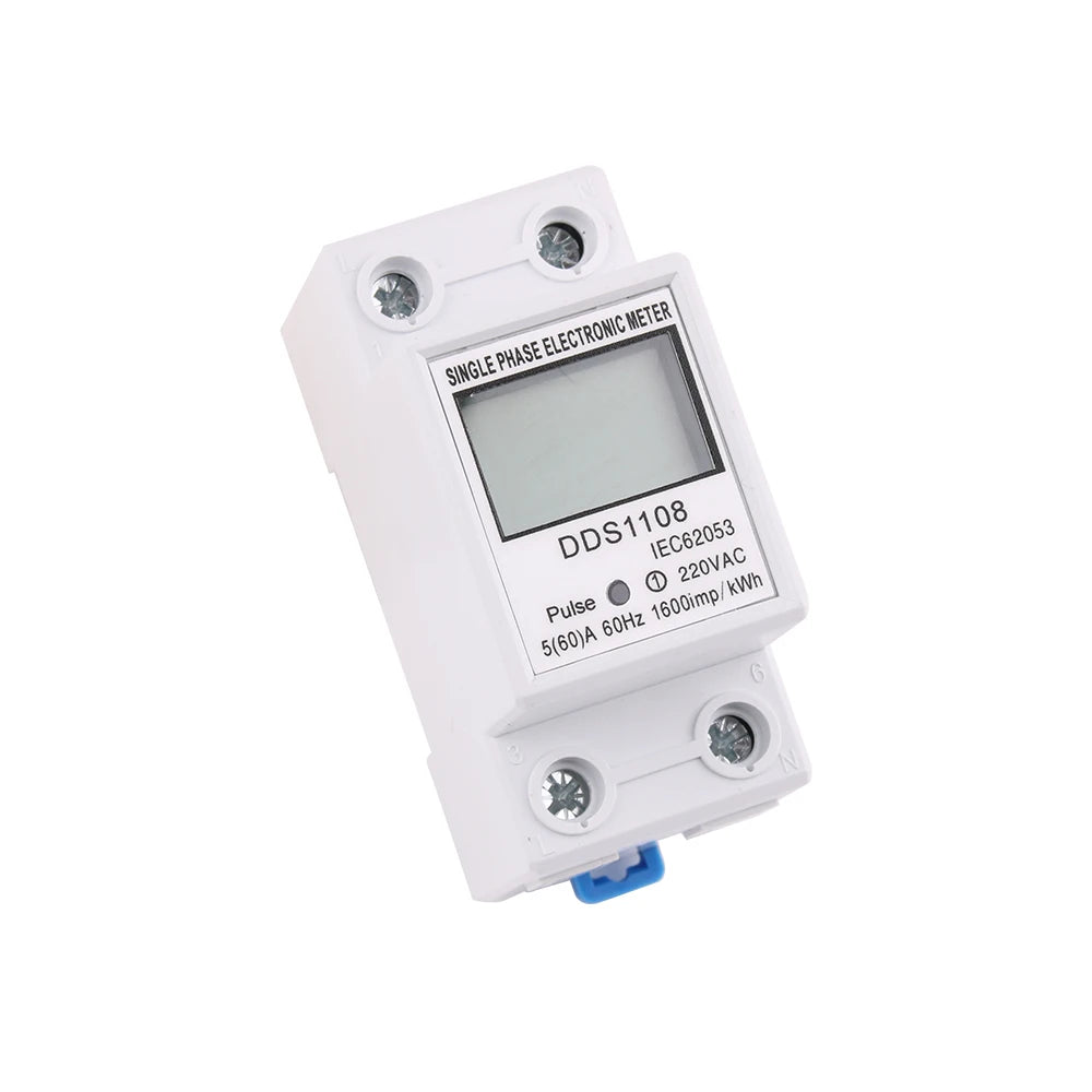 1PC Electric Energy Meter 2P Single Phase LCD Digital Display DIN Rail install 2wire Electric Meter Wattmeter Power AC230V60Hz