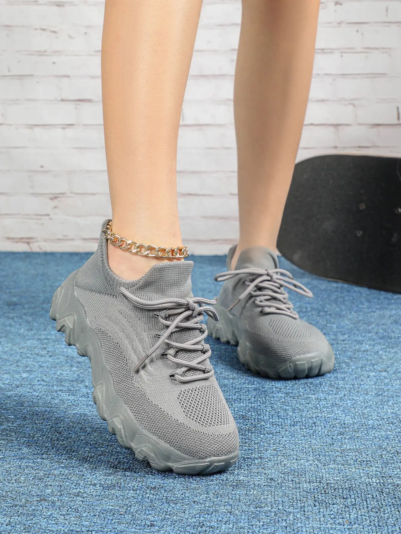 Spring Summer Women's Casual Shoes Platform Breathable Knitted Sneakers Gym Fitness Sports Shoes Soft Sole Walking Jogging Shoes