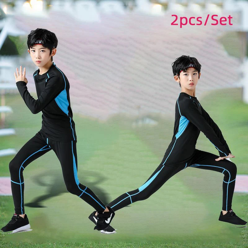 Teenager Fitness Tracksuits Youth Warm Underwear Pant Top Tight Sports Clothes for Boy Compression Running Basketball Sportswear