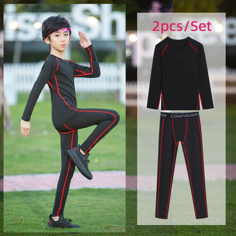 Teenager Fitness Tracksuits Youth Warm Underwear Pant Top Tight Sports Clothes for Boy Compression Running Basketball Sportswear