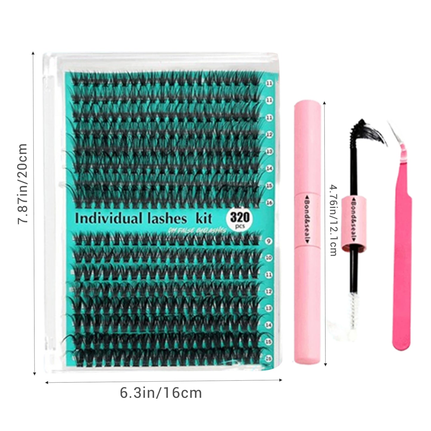 320PCS DIY Lash Clusters Kit 30D 40D Bond And Seal glue 9-16mm long volume fluffy false eyelashes Extension Lash Eyelash Makeup