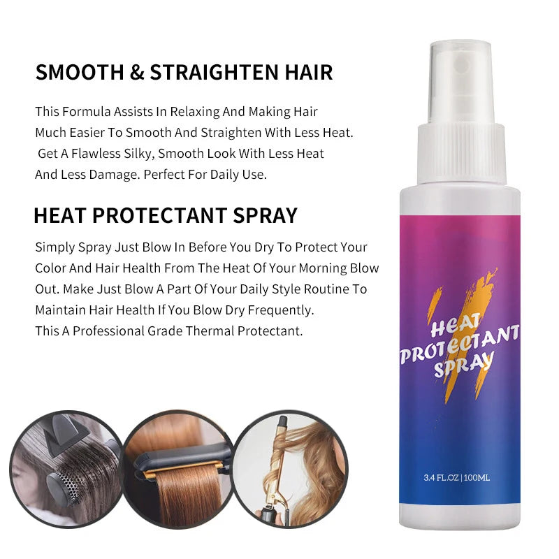 Heat Protectant Spray For Hair Care Anti-frizz Thermal Protection Spray For Perm Curly Hair Shine Quick Dry Heat Protection 1Pcs