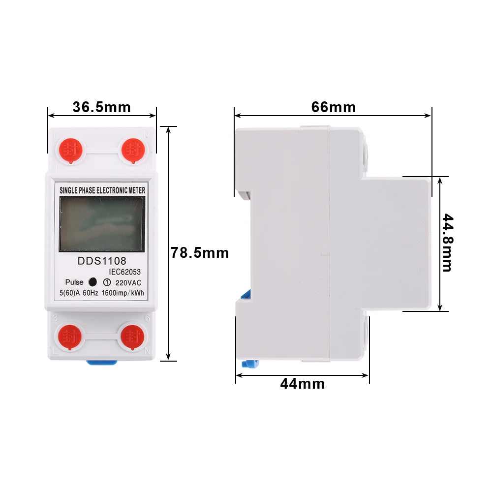 1PC Electric Energy Meter 2P Single Phase LCD Digital Display DIN Rail install 2wire Electric Meter Wattmeter Power AC230V60Hz