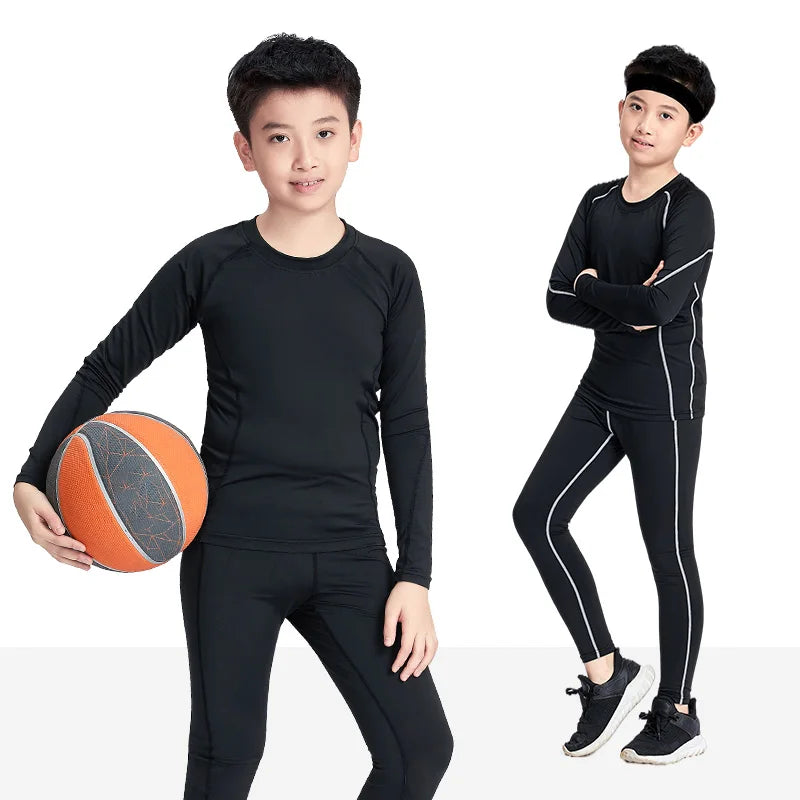 Kid's Running Tracksuit Tights Gym Fitness Compression Sports Suit Clothes Running Jogging Sport Wear Exercise Workout Tights