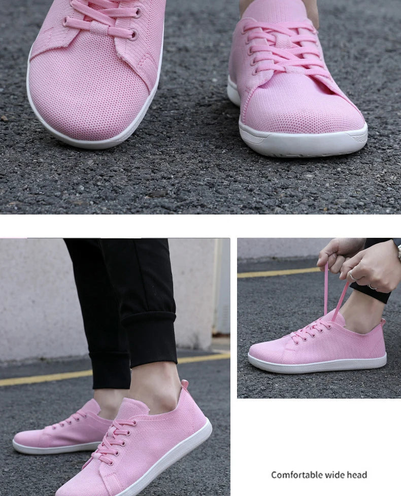 Women Sneakers Wide Toe Casual Walking Flat Shoes Pink Running Shoes Autumn Breathable Yoga Shoes Lightweight Outdoor Spring