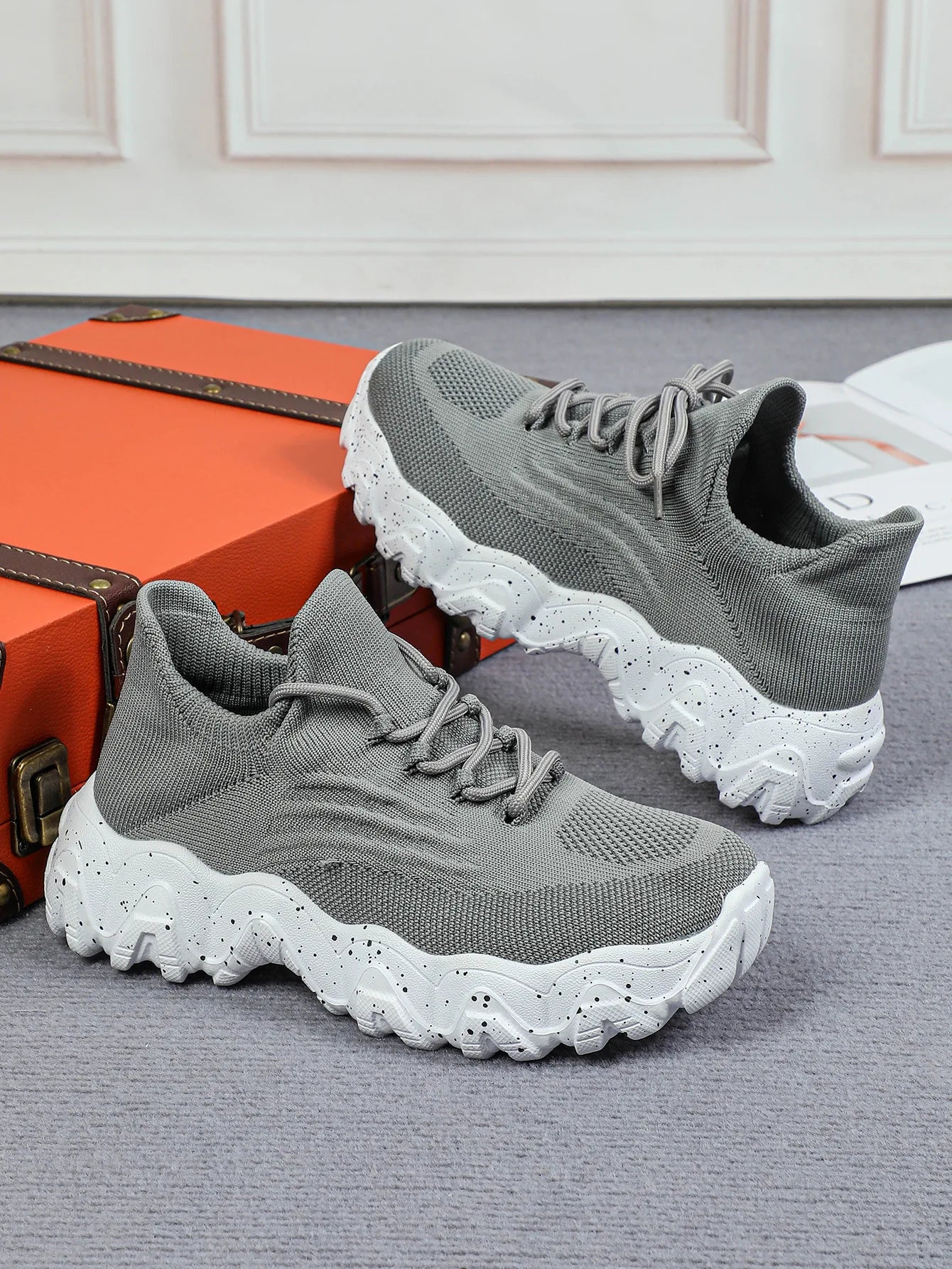 Spring Summer Women's Casual Shoes Platform Breathable Knitted Sneakers Gym Fitness Sports Shoes Soft Sole Walking Jogging Shoes