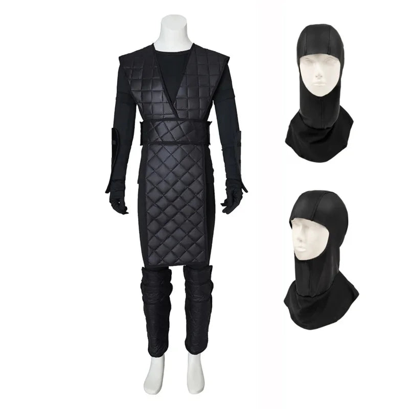 Noob Saibot cosplay game Mortal 16th costume suit with face covering Shotokan ninja black warrior uniform suit in stock