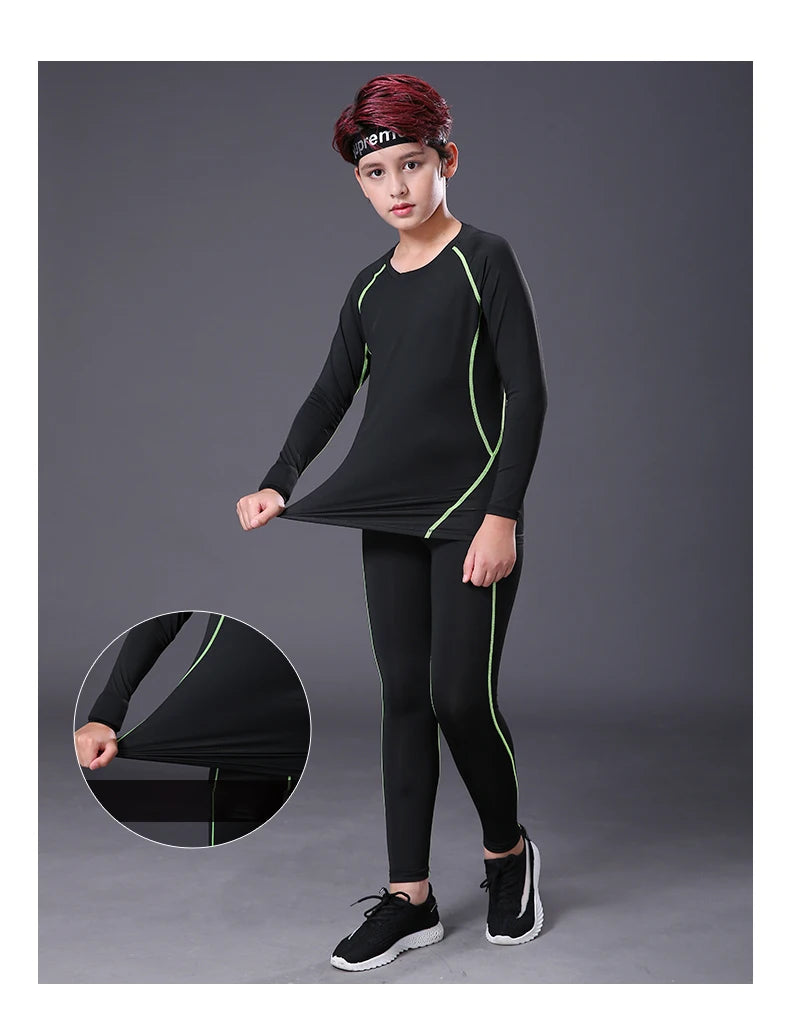 Kids Compression Running Basketball Sportswear Warm Pants Tops Underwear Youth Tight Sports Clothes for Boys Fitness Tracksuits