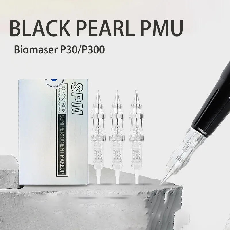 10PCS Black Pearl Machine Pen cartridge Accessiroes Permanent Makeup Catridges for Rotary Machine Kit Eyebrow and Lips Supplies