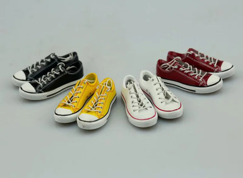 1/6 Scale Male Female Casual Canvas Sneakers Flat Shoes With Shoelace Model for 12 Inches Action Figure Body