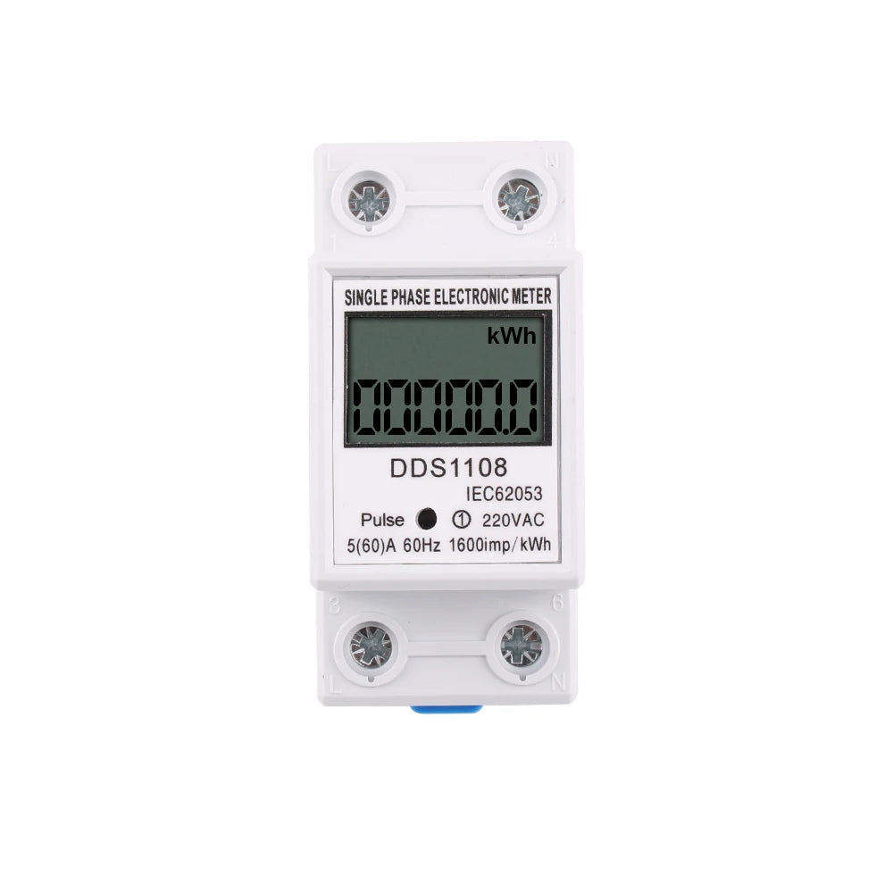 1PC Electric Energy Meter 2P Single Phase LCD Digital Display DIN Rail install 2wire Electric Meter Wattmeter Power AC230V60Hz