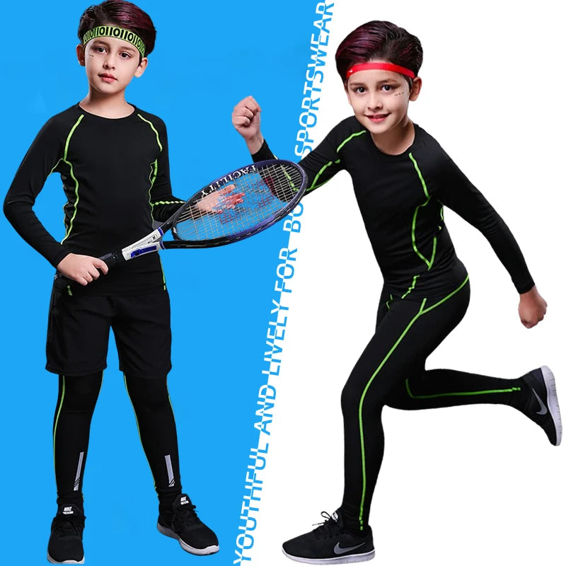 Teenager Fitness Tracksuits Youth Warm Underwear Pant Top Tight Sports Clothes for Boy Compression Running Basketball Sportswear