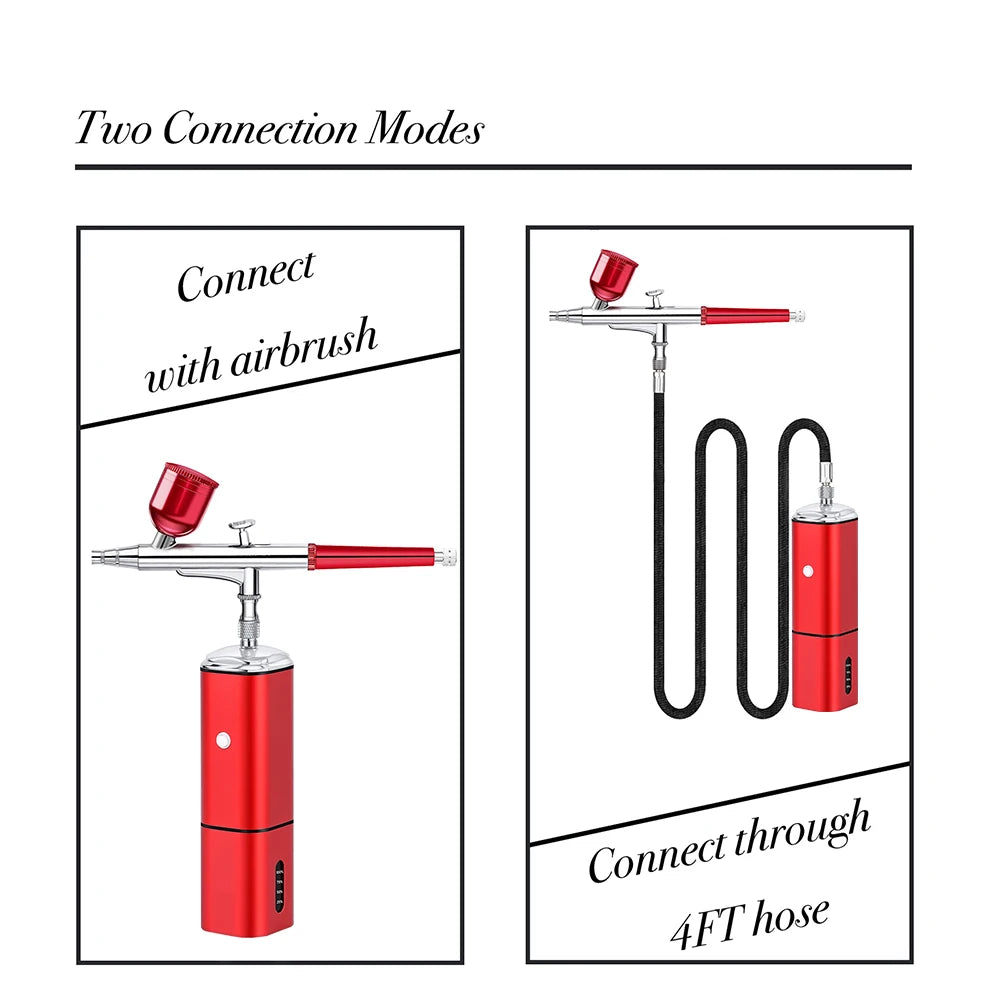 Portable Cordless Airbrush With Compressor Kit Replace Battery High Pressure Cup Makeup Nail Art Design Tattoo Spary Pen