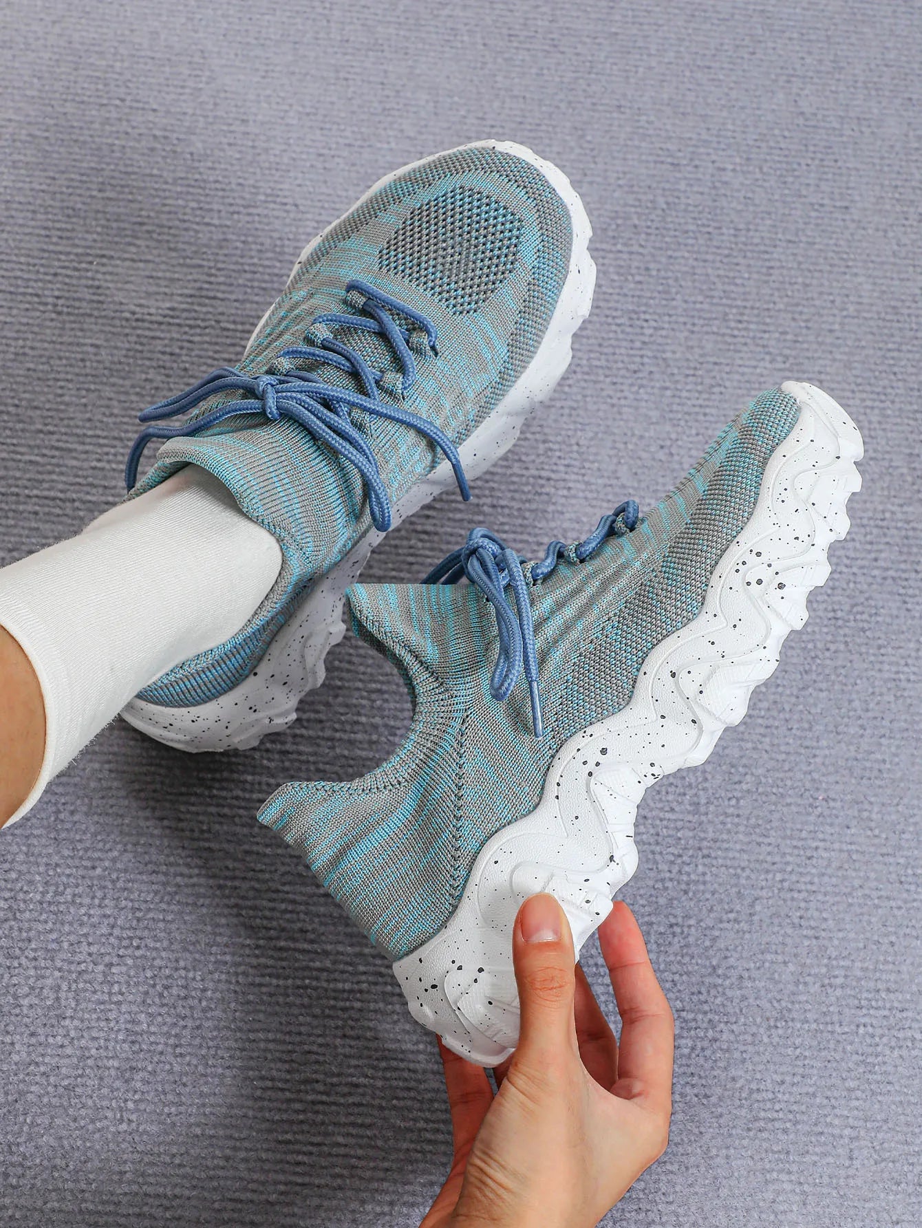 Spring Summer Women's Casual Shoes Platform Breathable Knitted Sneakers Gym Fitness Sports Shoes Soft Sole Walking Jogging Shoes