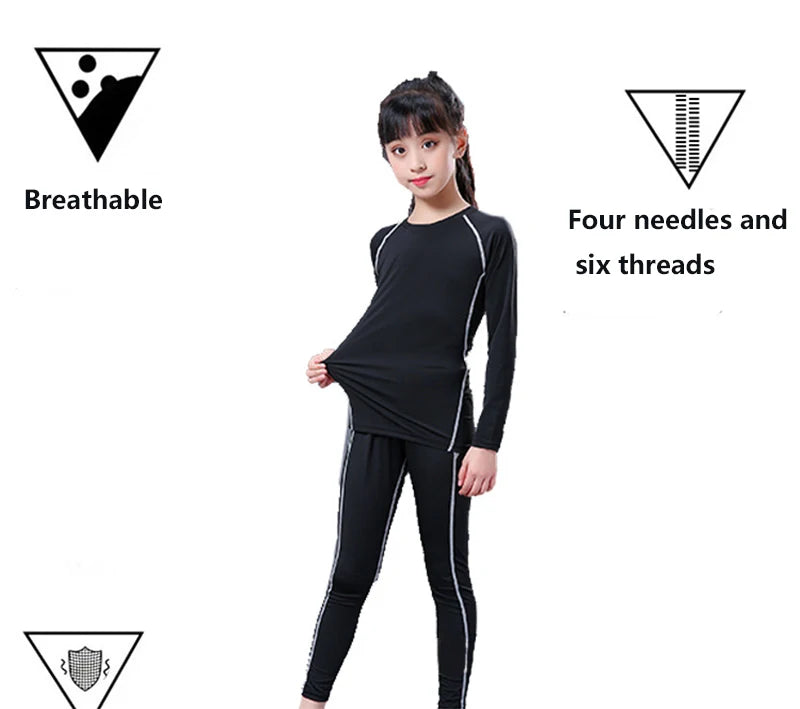 Winter Children's Sports Thermal Underwear Girls Set Quick Dry Long Johns Kids Warm Thermo Underwear Compression Sportswear