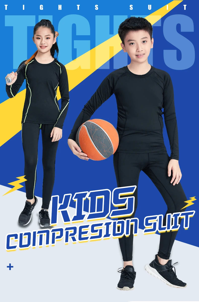 Kid's Running Tracksuit Tights Gym Fitness Compression Sports Suit Clothes Running Jogging Sport Wear Exercise Workout Tights