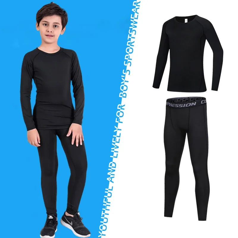 Kids Compression Running Basketball Sportswear Warm Pants Tops Underwear Youth Tight Sports Clothes for Boys Fitness Tracksuits