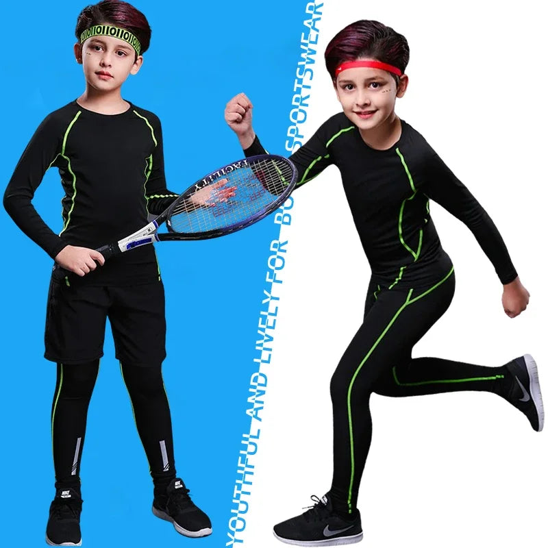 Kids Compression Running Basketball Sportswear Warm Pants Tops Underwear Youth Tight Sports Clothes for Boys Fitness Tracksuits