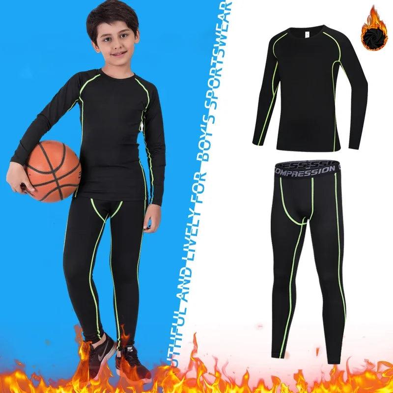 Kids Compression Running Basketball Sportswear Warm Pants Tops Underwear Youth Tight Sports Clothes for Boys Fitness Tracksuits