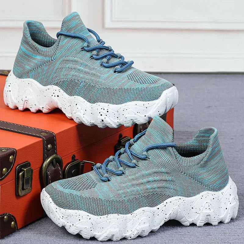 Spring Summer Women's Casual Shoes Platform Breathable Knitted Sneakers Gym Fitness Sports Shoes Soft Sole Walking Jogging Shoes